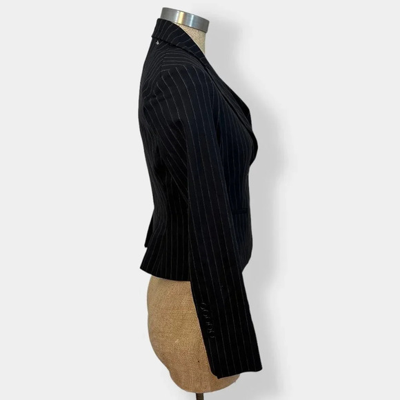 BCBGMAXAZRIA Black Striped Blazer‎ Jacket XS - Picture 2 of 5